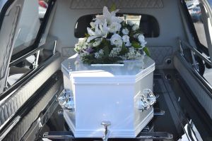 Coffin in a hearse 