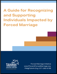 cover page of a document called "A Guide for Recognizing and Supporting Individuals Impacted by Forced Marriage"